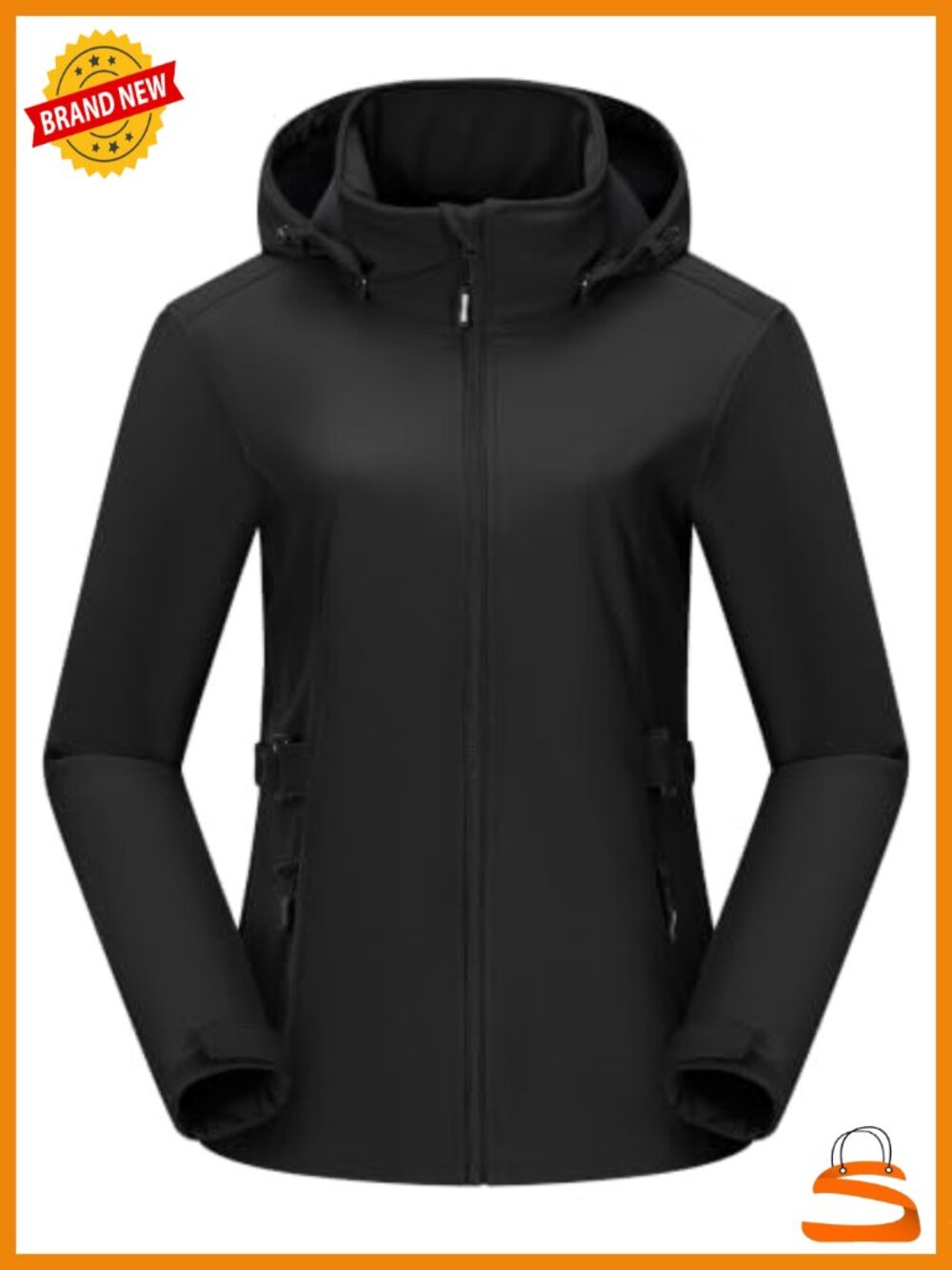 Fleece Lined Rain Jacket Waterproof Softshell Coat Removable Hood
